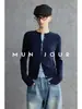 Cardigan de punto MIU moderno e intelectual, de cachemira y lana, engrosado, estilo dos piezas falsas, con bloques de color, ligeramente holgado