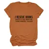 Rescato Libros Amazon Ebay Sitio Independiente Casual Simple Cómoda Camiseta de Manga Corta con Cuello Redondo para Mujer