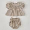 Traje de bebé Verano Nuevo Traje de llegada Stylike Cuadros Manga Burbuja Top de muñeca Pantalones triangulares para pedos Traje de bebé