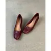Zapatos de trabajo casuales simples para mujer, estilo vintage, de cuero suave, para ir al trabajo, sin cordones, con aumento de altura interno, suela suave, versátiles