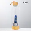 Columna de Cristal Donghai Columna de Energía Taza Prisma Hexagonal de Cristal Tapa de Bambú Taza de Té de Vidrio Taza de Agua Deportiva con Correa Botella de Agua