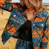 Nueva chaqueta vaquera corta de algodón puro otoño e invierno impresión digital 3D personalidad moderna top ajustado mujer