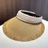 Sombrero de Paja Nuevo Estilo 2026 con Parte Superior Abierta para Mujer, para Viajes de Verano, Ala Ancha, Protección Solar, Versátil, Sombrero de Paja Plegable
