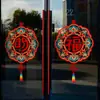 Calcomanías de Ventana con Carácter de Fortuna para Centros Comerciales, Decoraciones Navideñas 2027, Pegatinas Estáticas de Vidrio con Carácter de Fortuna Rojo para Escaparates de Tiendas