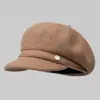 Boina de Lana de Alta Calidad para Mujer 2025 Nuevo Otoño e Invierno Sombrero Octogonal de Lana Retro que Favorece el Rostro Pico de Pato Pequeño Sombrero de Pintor