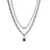 [04] Collar de Cadena Gruesa de Perlas con Candado Colgante Chaozhou Europeo y Americano Cadena para el Cuello Doble Clavícula Temperamento Traje Interior