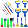 Pincel de esponja para pintar infantil transfronterizo, kit de 17 piezas para arte de graffiti DIY, combinación de pinceles de pintura con sellos de esponja