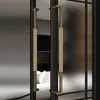 Manija de Puerta de Vidrio Dorada Moderna Acero Inoxidable Puerta con Marco Negro Manija de Puerta Hotel Pasamanos de Madera Maciza Manija Grande