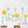 Pegatina de Pared de Diente de León Acuarela Flores Amarillas Frescas y Plantas Autoadhesivas Decoración de Pared para Habitación Infantil Pegatinas