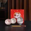 Conjunto Auspicioso de Louças e Utensílios de Mesa de Cerâmica Chinesa Evento de Inauguração de Casa Casamento Evento de Negócios Presente Caixa de Presente de Cerâmica