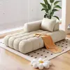 Estilo Crema Francesa Gato Felpa Esponja Chaise Chaise Sofá Individual Reclinable Sala de Estar Dormitorio Balcón Sofá Perezoso Madera