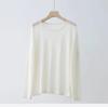 Producto Nuevo Primavera y Verano, Blusa de Punto Ligera y Ligeramente Transparente de Acetato con Cuello Redondo, Mangas Largas Hombros Caídos, Camisa para Aire Acondicionado para Mujer