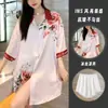 Popular de alta qualidade luxo leve estiloso seda gelada vestido camisa pijama feminino verão novo luxuoso roupão de dormir roupa de casa conjunto fino