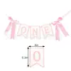 Banner Temático de Lazo para Silla Alta de 1 Año, Bandera para Fiesta de Primer Cumpleaños, Topper para Pastel, Sombrero de Cumpleaños Uno/Dos, Corona