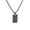 Collar con Colgante Cuadrado de Acero Inoxidable Personalizable Grabable Estilo Europeo y Americano para Hombres, Colgante Cuadrado Pequeño de Acero Inoxidable Hip-Hop