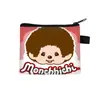 Porta-moedas de Desenho Monchichi, Carteira Pequena Fofa com Zíper, Bolsa de Armazenamento para Meninas, Porta-Cartão de Chave, Bolsa Pequena Portátil de Mão