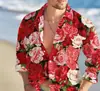 Otoño 2026 Venta Caliente Transfronteriza Camisa Casual de Moda para Hombre con Patrón de Flor Grande 3D, Cuello Campana, Manga Larga