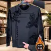 Moletom Masculino Gola Redonda para Exportação, Outono e Inverno 2026, com Estampa de Águia, Forrado com Fleece, Quente, Moderno, Versátil, Camada Base de Manga Longa