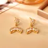 Pendientes Creativos de Cola de Pez con Circonita Brillante, Pendientes Exquisitos Versátiles de Moda de Alta Gama, Colgantes de Oreja de Estilo Japonés y Coreano de Moda