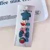 Conjunto de Presilhas de Cabelo para Meninas, Tecido de Cor Escura Estilo Coreano para Outono e Inverno, Jeans Azul Marinho, Design de Personagem de Desenho Animado, Flor