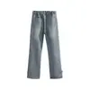 Calça Jeans Slax Masculina Estilo Americano Reta Slim-Fit High Street Solta Retro Azul Design Simples Estilo Tendência Calças de Verão