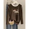 Camiseta de Manga Larga con Cuello Redondo y Bloques de Color Cálidos para Mujer Otoño 2026 Nueva Holgada Adelgazante Casual Capa Base