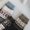 Meias Fair Isle de Lã para Mulheres, Meias de Meia Panturrilha, Estilo Outono e Inverno, Espessas e Forradas com Lã, Caxemira Quente, Estilo Retrô Japonês, Meias Longas de Inverno