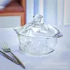Conjunto de Tigelas de Vidro Europeu Retrô com Relevo e Duas Alças Tigela para Café da Manhã Leite Aveia Tigela para Salada de Frutas Celebridade da Internet