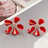 Diseño de Joyería de Plata 925 con Esmalte de Flor y Pedrería, Estilo Japonés y Coreano, Lujo Nicho, Pendientes de Broche para Mujer, Joyería de Qingdao