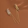Brincos de borla de trigo com zircônia francesa de alto grau banhados a ouro real 14K, brincos longos super flash de luxo leves, atacado