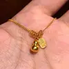 Libro rojo pequeño con collar de calabaza de oro antiguo, nuevo colgante de oro minimalista de la suerte para mujer, venta al por mayor
