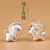 Plata de Ley 999 Colgante de Riqueza Inmediata Caballo de Madera Pequeño Colgante de Caballo Volador Pulsera de Caballo del Zodiaco Accesorios de Cuerda Roja Dropshipping