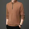 Sudadera de Hombre Nueva de Invierno 2024 con Media Cremallera Estampada, Versátil para Negocios, Forrada de Borrego, Camiseta Base Cálida para Hombre