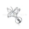Aretes de Aleación de Cobre Incrustados con Circonita Clavos para Hélice de Oreja de Mariposa Titanio G23 Aleación Joyería para Piercing Lujo Accesible Moda Uñas para Labios