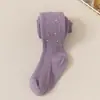 Medias para niñas transfronterizas, artículo popular de comercio exterior, calcetines con cielo estrellado brillante, mallas suaves de algodón con rayas verticales de alta elasticidad para niñas jóvenes