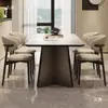 Mesa de Comedor de Piedra Sinterizada Blanca Pura Base de Soporte Completo Mesa de Comedor Rectangular Lujo Ligero Moderno Minimalista Diseñador Mesa de Comedor de Acero Inoxidable