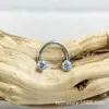 Anillo de Herradura de Titanio con Rosca Lateral y Circonita Astmf-136 G23 Titanio Rosca Interna Cabezal de Joyería para Pendiente de Circonita