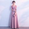 Vestido de Noche Rosa Encaje Medio Mangas Pasta de Frijol Traje de Desempeño para Coro Estudiantil 2026 Nuevo Vestido Largo para Escenario para Mujer