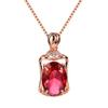 Colgante de oro rosa de 18 quilates con gema roja y microdiamantes para mujer, estilo coreano, con forma de paloma roja, joyería de moda