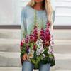 Primavera y Otoño 2024 Comercio Exterior Transfronterizo Ropa de Mujer Vestido Raglán con Estampado Digital 3D Flores de Pintura al Óleo Personalización de Vainas