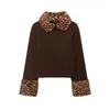 Nuevo Cardigan de Punto con Cuello de Piel Sintética con Efecto Piel, Estilo Europeo Elegante de Alta Calidad, Abrigo 5755128