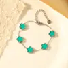 Pulseira de Trevo de Cinco Folhas Dopamina Dupla Face Versão Alta Transfronteiriça Luxo Leve Simples Senso Avançado 18k Não Desbota Cor Joga