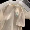 Camiseta Blanca Sencilla de Bambú con Mangas Cortas para Hombre, Verano, Holgada, Versátil, Cuello Redondo, Marca de Moda, talla extra, Ropa de Peso Pesado