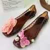 Pantuflas de gel coreanas para mujer, zapatillas rosas de orquídea mariposa sin cordones, calzado cerrado hueco para mujer, zapatos de baile, pantuflas