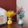 Espiga de Trigo Flor Seca Gipsofila Buquê Arranjo de Flores para Sala de Estar Vaso Pequeno de Cerâmica Estilo Ins Ornamento de Decoração para Gabinete de TV de Mesa
