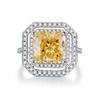 Anillo de Plata de Ley S925 Transfronterizo Europeo y Americano Diamante Amarillo Bolsa Cuadrada Diamante Completo Diamante de Alto Carbono Zircón Corte Raydean para Mujer