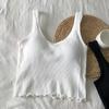 Sujetador Deportivo Ropa Interior Estudiantes Tejido Combinable Camiseta Base con Almohadilla para el Pecho Top de Largo Medio con Orejas de Madera para Uso Exterior