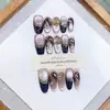 Daiyueda Uñas Portátiles Puras Hechas a Mano Nueva Colección Elegante Ojo de Gato Parches de Uñas Artísticas Elegantes Ojo de Gato