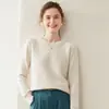 Moda Otoño e Invierno Versátil Suéter de Cachemira para Mujer Cuello Redondo de Cachemira Suéter Grueso Holgado de Punto Cachemir Suéter Básico de Punto