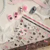 Adesivos para Unhas Iron Sweet Cool Estrela Coração M1219 Fivela de Cinto Personalizada com Laço de Folha de Prata Adesivos para Unhas Estrela